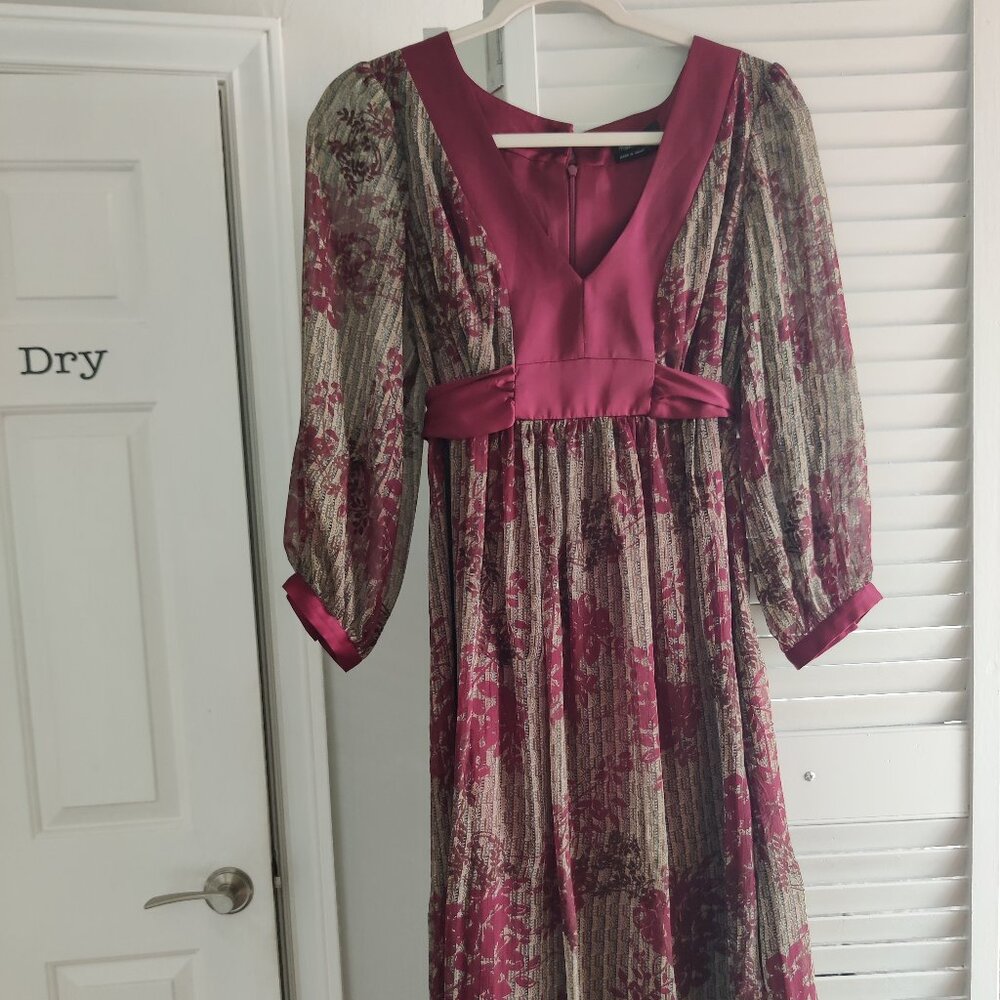 Max and Cleo Burgundy Flowered Dress - Size 4